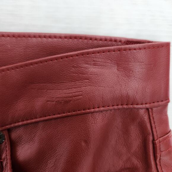 Pistola Pants Womens 26 Dark Red Vegan Leather Straight Crop Holiday Edgy Grunge - Picture 9 of 16